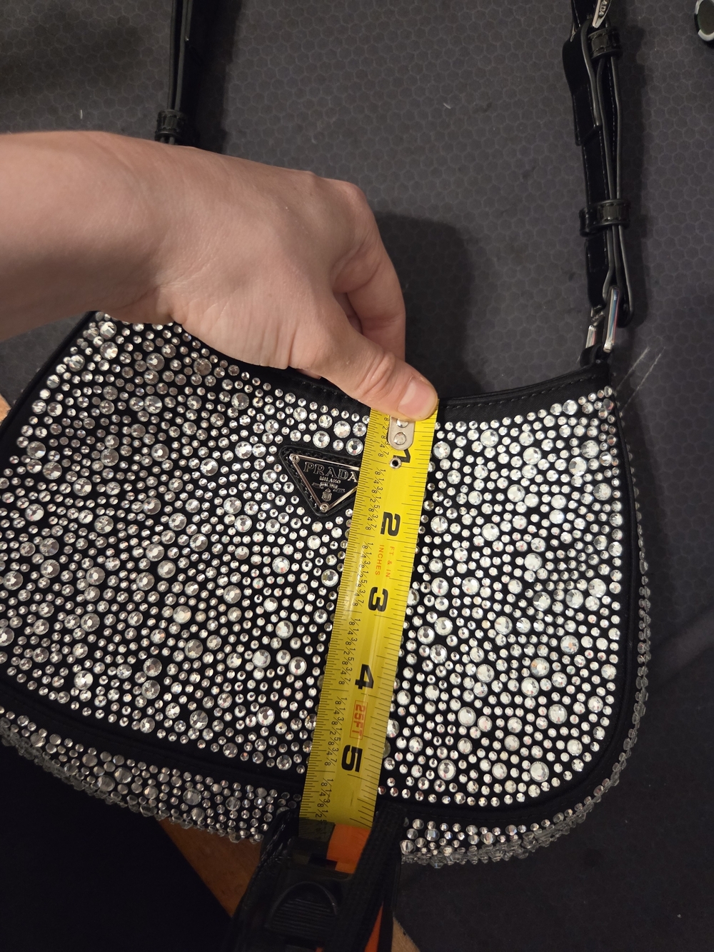 Black Crystal-Embellished Shoulder Bag - Picture 10 of 11